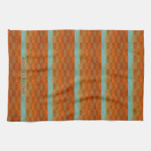 Geometrische turquoise en Oranje Abstract Theedoek (Horizontaal)