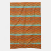 Geometrische turquoise en Oranje Abstract Theedoek (Verticaal)