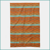 Geometrische turquoise en Oranje Abstract Theedoek
