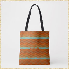 Geometrische turquoise en Oranje Abstract Tote Bag