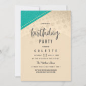 Geometrische turquoise goudbloem Birthday Party Kaart (Voorkant)