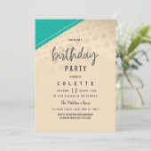 Geometrische turquoise goudbloem Birthday Party Kaart (Staand voorkant)