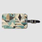 Geometrische Turquoise Mid-Century Modern Patroon Bagagelabel (Voorkant (horizontaal))