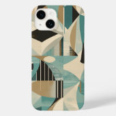 Geometrische Turquoise Mid-Century Modern Patroon Case-Mate iPhone Case (Achterkant)