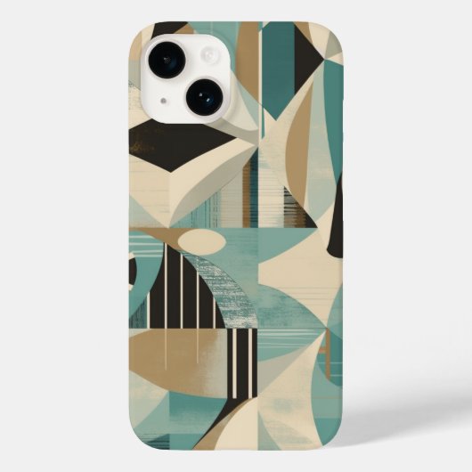 Geometrische Turquoise Mid-Century Modern Patroon Case-Mate iPhone Case (Achterkant)