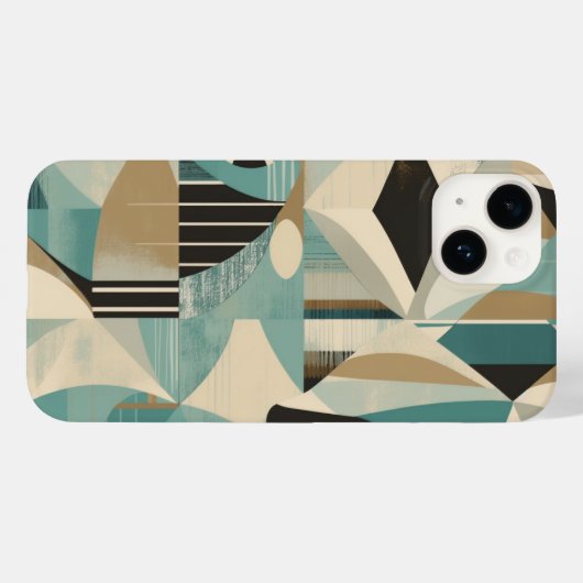 Geometrische Turquoise Mid-Century Modern Patroon Case-Mate iPhone Case (Achterkant (horizontaal))