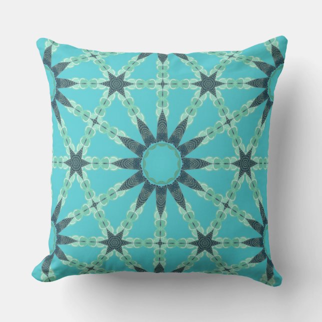 Geometrische turquoise zonnekussen kussen (Voorkant)