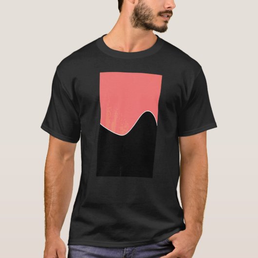 Geometrische tweelinggolfpatroonkoraalroze en staa t-shirt (Voorkant)