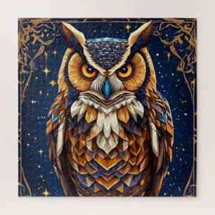 🦉 Geometrische Uil Gloeit 🌈 Levendig Kleurrijke  Legpuzzel