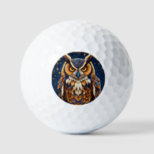 🦉 Geometrische Uil Kunst Voor Kleurrijke Golf Fan Golfballen