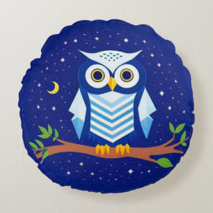 🦉 Geometrische Uil Ronde Kussen Kleurrijke Decora