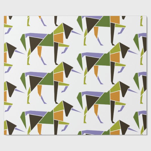 Geometrische Unicorn Modern Abstract Tangram Dier Cadeaupapier (Vlak)