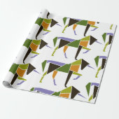 Geometrische Unicorn Modern Abstract Tangram Dier Cadeaupapier (Uitgerold)