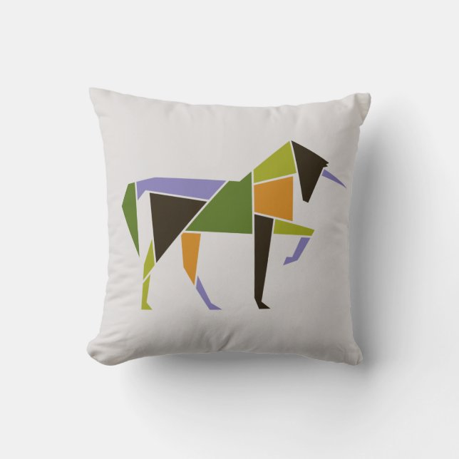 Geometrische Unicorn Modern Abstract Tangram Dier Kussen (Voorkant)