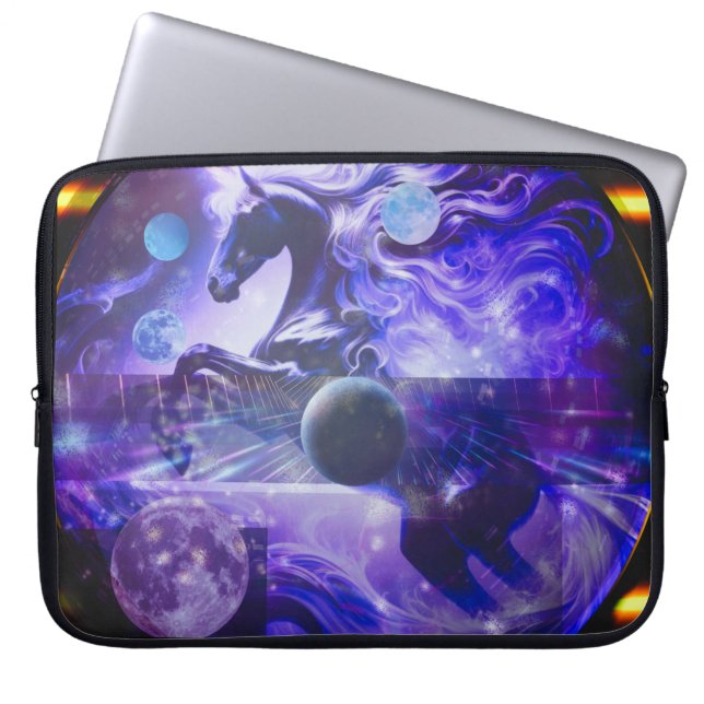 Geometrische Unicorn Space Laptop Sleeve (Voorkant)