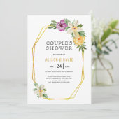 Geometrische veelhoek bloemenbruiloft koppels douc kaart (Staand voorkant)