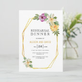 Geometrische veelhoekige bloemige huwelijksrepetit kaart (Staand voorkant)