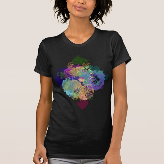 Geometrische veelkleurige schuifregelaars t-shirt (Voorkant)