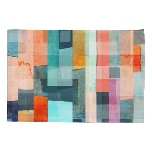 Geometrische veelkleurige strepen, trendy patroon. kussensloop (Achterkant)