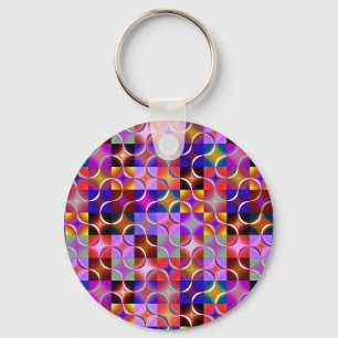 Geometrische veelkleurige vierkanten sleutelhanger