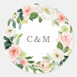 Geometrische veer Romance Monogram Sticker Label