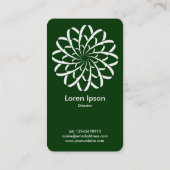 Geometrische ventilator 02 - wit op donkergroen visitekaartje (Achterkant)