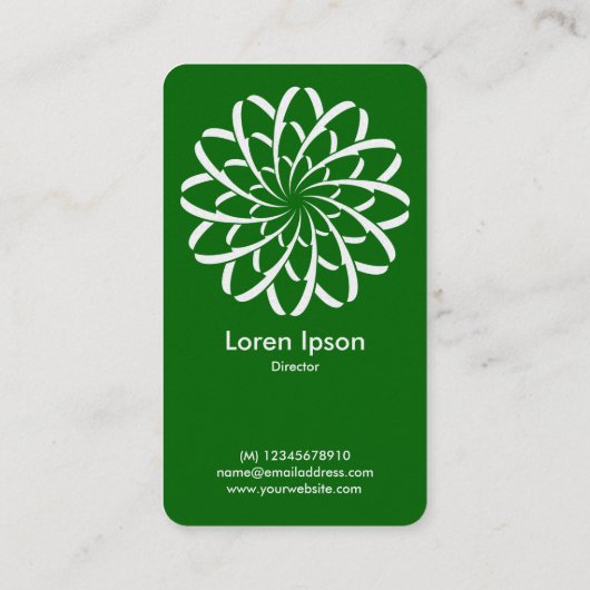 Geometrische ventilator 02 - Wit op Forest Green ( Visitekaartje (Achterkant)