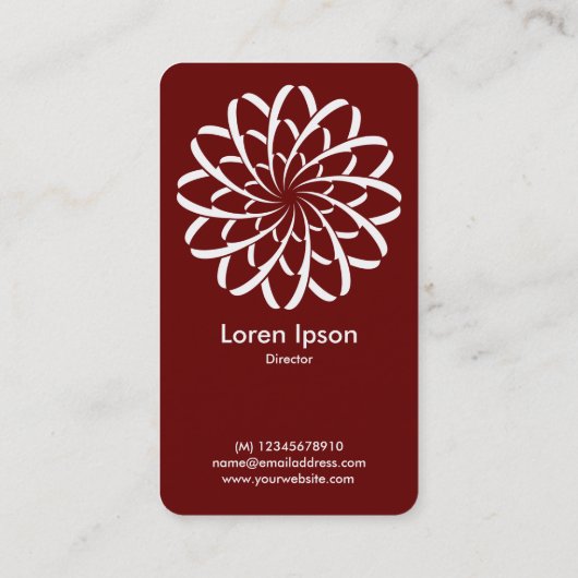 Geometrische ventilator 02 - wit op ruby Red Visitekaartje (Achterkant)