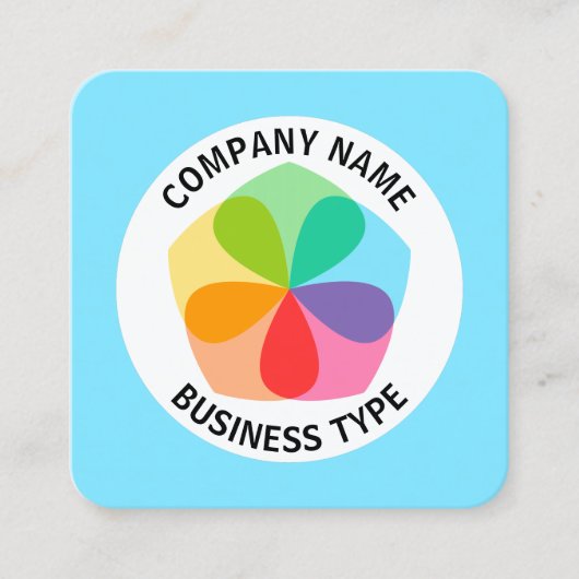 Geometrische ventilator - Bleek blauw #7FE6FF Vierkante Visitekaartje (Voorkant)