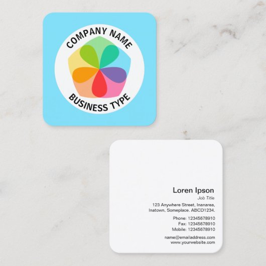 Geometrische ventilator - Bleek blauw #7FE6FF Vierkante Visitekaartje (Voorkant / Achterkant)