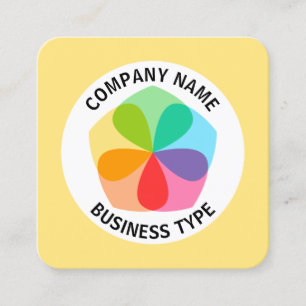 Geometrische ventilator - Bleek geel #FFE67F Vierkante Visitekaartje