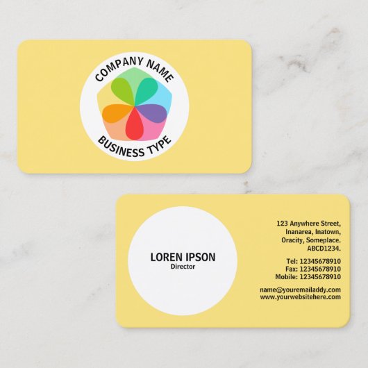 Geometrische ventilator - Bleek geel #FFE67F Visitekaartje (Voorkant / Achterkant)