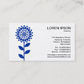 Geometrische ventilator - marineblauw op wit visitekaartje (Achterkant)