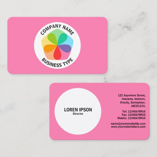 Geometrische ventilator - Roze #FF7FB2 Visitekaartje (Voorkant / Achterkant)