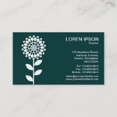 Geometrische ventilator - wit op donkergroen 00333 visitekaartje (Achterkant)