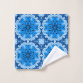 Geometrische ventilatorpatronen in Cerulean & Ligh Bad Handdoek (Wasdoekje)