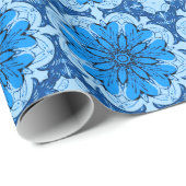 Geometrische ventilatorpatronen in Cerulean & Ligh Cadeaupapier (Rol Hoek)