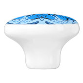 Geometrische ventilatorpatronen in Cerulean & Ligh Keramische Knop (Zijkant)