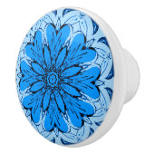 Geometrische ventilatorpatronen in Cerulean & Ligh Keramische Knop (Rechts)