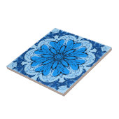 Geometrische ventilatorpatronen in Cerulean & Ligh Tegeltje (Zijkant)