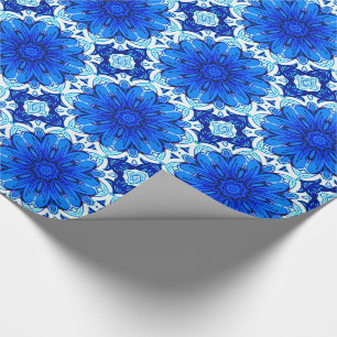 Geometrische ventilatorpatronen in kobalt Blue en Cadeaupapier