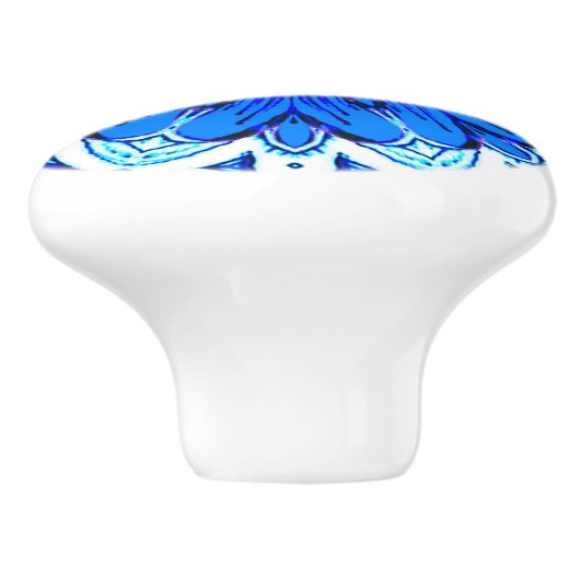 Geometrische ventilatorpatronen in kobalt Blue en Keramische Knop (Zijkant)