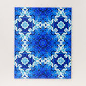 Geometrische ventilatorpatronen in kobalt Blue en  Legpuzzel (Verticaal)