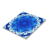 Geometrische ventilatorpatronen in kobalt Blue en  Tegeltje (Zijkant)