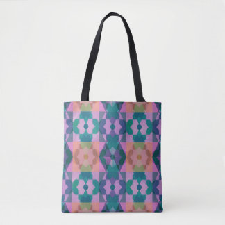 Geometrische ventilatorpatronen tote bag