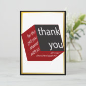 Geometrische verkuif Rood | Zwarte High Tech Weddi Bedankkaart (Staand voorkant)