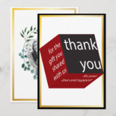 Geometrische verkuif Rood | Zwarte High Tech Weddi Bedankkaart (Voorkant / Achterkant)