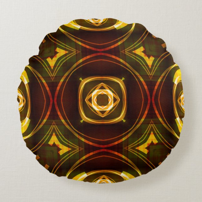  geometrische versieringspatroon, a rond kussen (Voorkant)