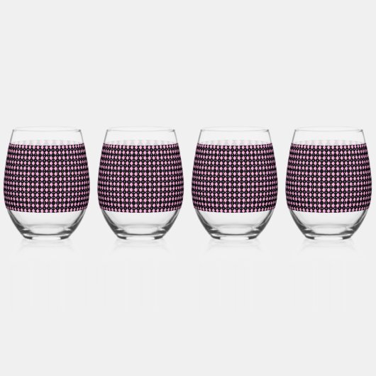 Geometrische Vibrant Gradient Pink Diamond Pattern Wijnglas Zonder Voet (Voorkant)
