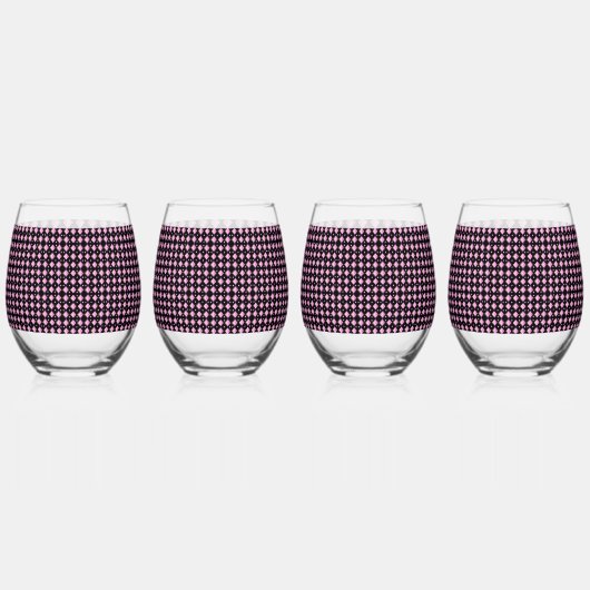 Geometrische Vibrant Gradient Pink Diamond Pattern Wijnglas Zonder Voet (Achterkant)